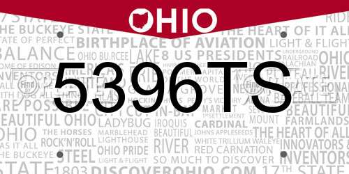 5396TS Ohio License Plate