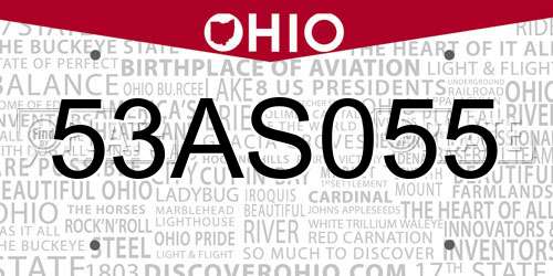 53AS055 Ohio License Plate