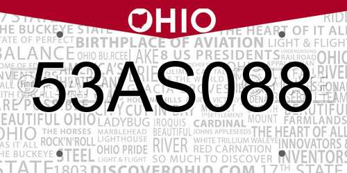 53AS088 Ohio License Plate