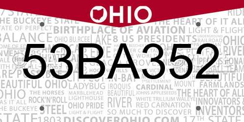 53BA352 Ohio License Plate