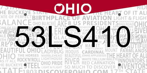 53LS410 Ohio License Plate