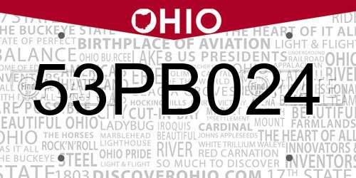53PB024 Ohio License Plate