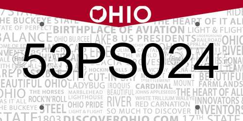 53PS024 Ohio License Plate
