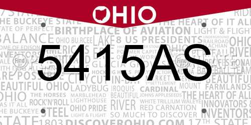 5415AS Ohio License Plate