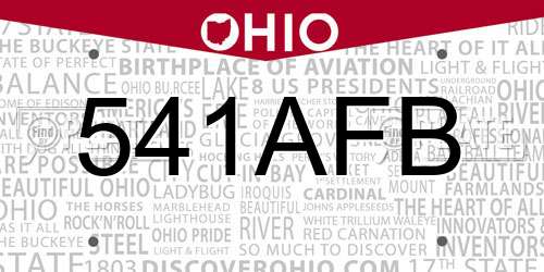 541AFB Ohio License Plate