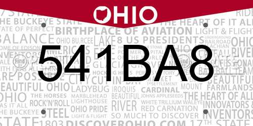 541BA8 Ohio License Plate