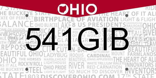 541GIB Ohio License Plate