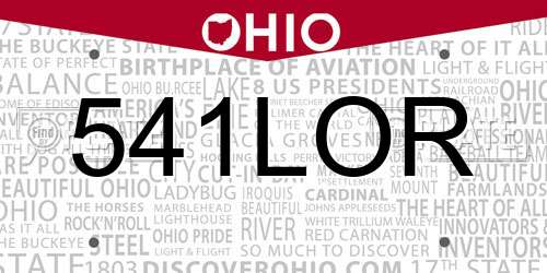 541LOR Ohio License Plate