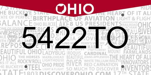 5422TO Ohio License Plate