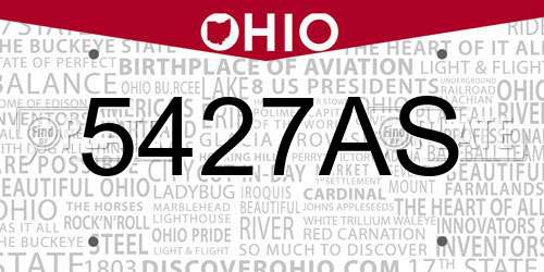 5427AS Ohio License Plate