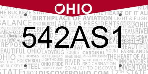 542AS1 Ohio License Plate