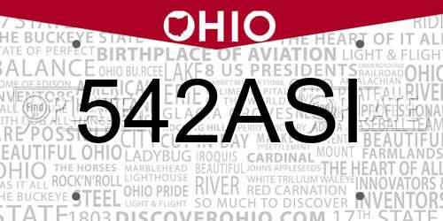 542ASI Ohio License Plate