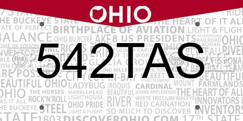 542TAS Ohio License Plate