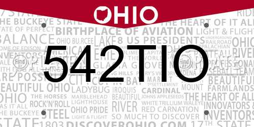 542TIO Ohio License Plate