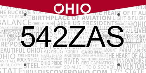 542ZAS Ohio License Plate