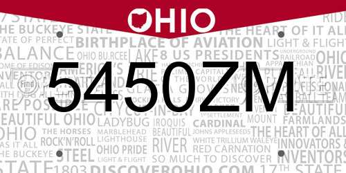 5450ZM Ohio License Plate