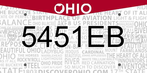 5451EB Ohio License Plate