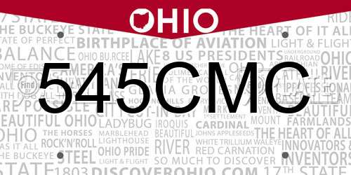 545CMC Ohio License Plate