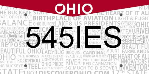 545IES Ohio License Plate