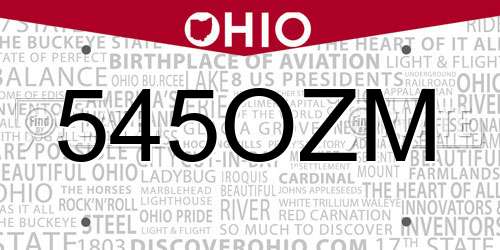 545OZM Ohio License Plate