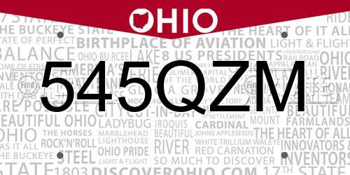 545QZM Ohio License Plate