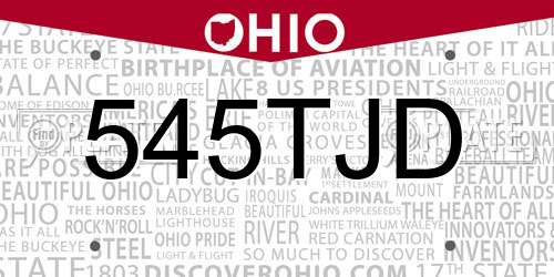 545TJD Ohio License Plate