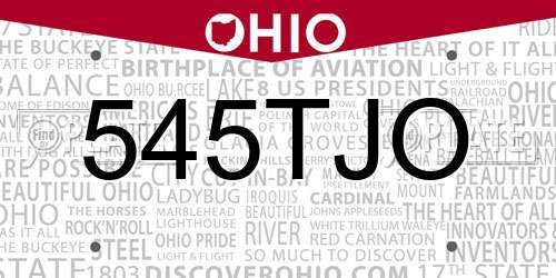 545TJO Ohio License Plate