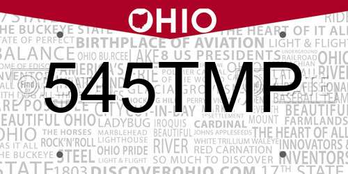 545TMP Ohio License Plate