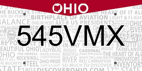 545VMX Ohio License Plate