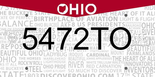5472TO Ohio License Plate
