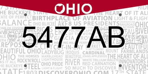 5477AB Ohio License Plate