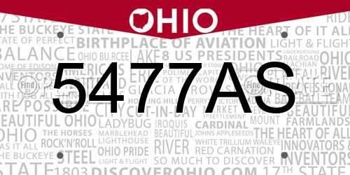 5477AS Ohio License Plate