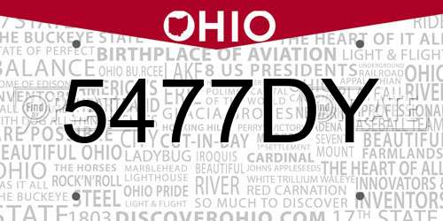 5477DY Ohio License Plate