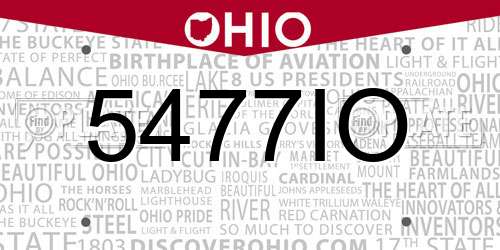 5477IO Ohio License Plate