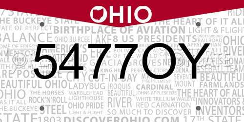 5477OY Ohio License Plate
