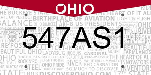 547AS1 Ohio License Plate