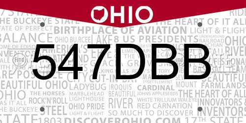 547DBB Ohio License Plate