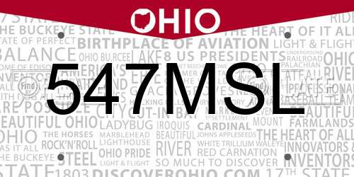 547MSL Ohio License Plate