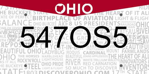 547OS5 Ohio License Plate