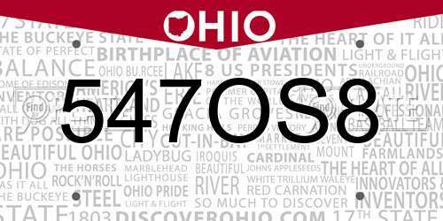 547OS8 Ohio License Plate