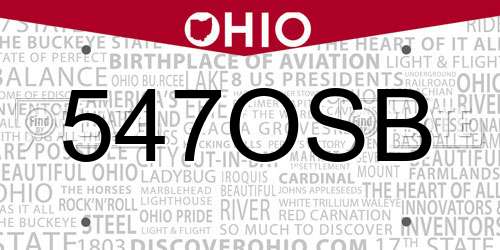 547OSB Ohio License Plate