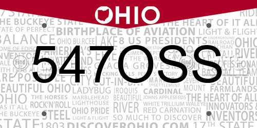 547OSS Ohio License Plate