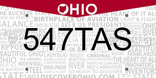 547TAS Ohio License Plate