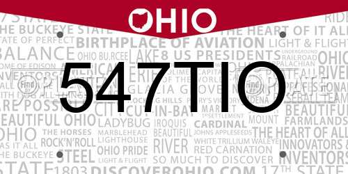 547TIO Ohio License Plate