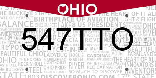 547TTO Ohio License Plate