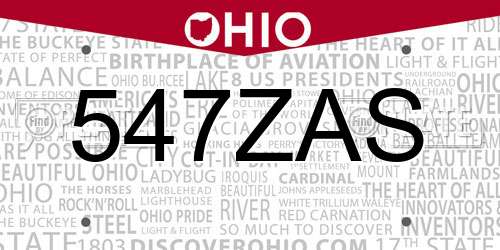 547ZAS Ohio License Plate