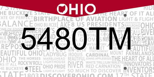 5480TM Ohio License Plate