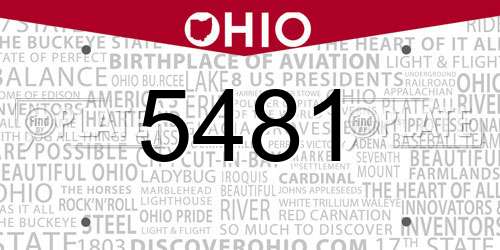 5481 Ohio License Plate