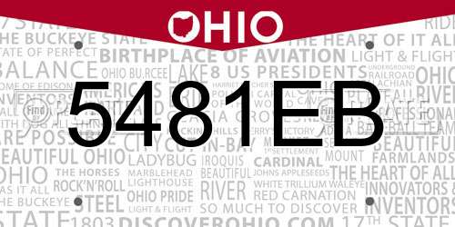 5481EB Ohio License Plate