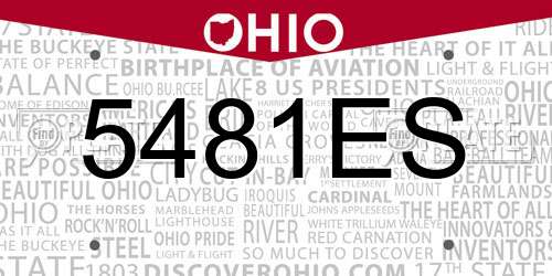 5481ES Ohio License Plate